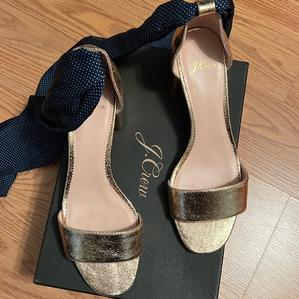 J.Crew Metallic Penny Sandle with Ankle Strap. Size 8.5 - barely worn